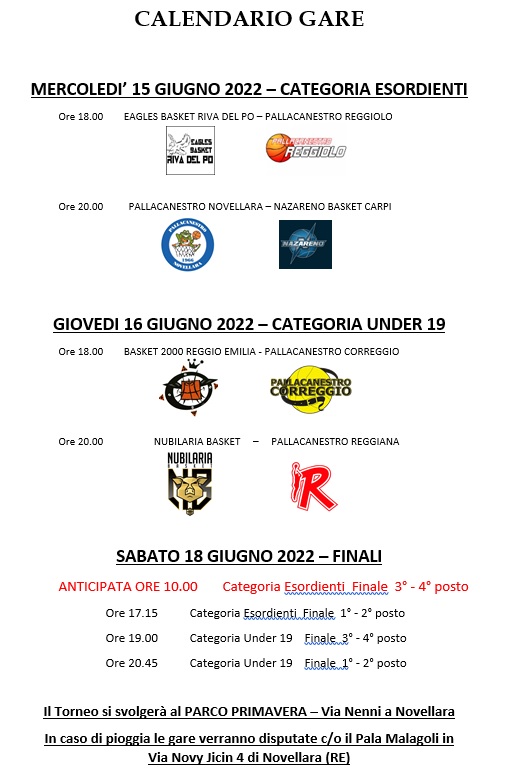 Calendario Gare Torneo 2022 DEFINITIVO X giornalino MODIFICA DEL 12 06 22