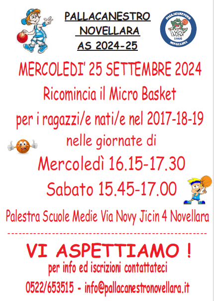 Locandina INIZIO MICRO BASKET AS 2024 2025