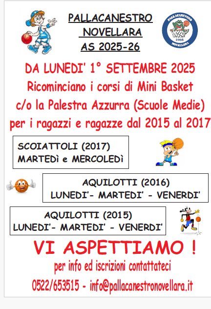 Locandina INIZIO MINI BASKET AS 2025 2026